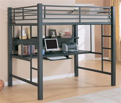 Avalon Full Workstation Loft Bed in Black Matted Finish by Coaster - 460023