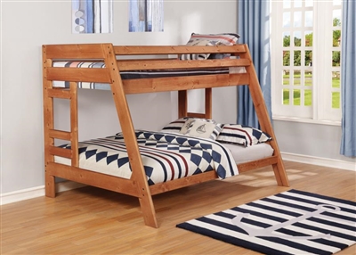 Wrangle Hill Twin Over Full Bunk Bed in Amber Wash Finish by Coaster - 460093