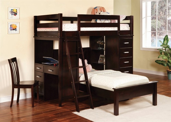 Workstation Bunk Bed In Cappuccino, Coaster Bunk Bed Instructions