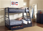 Ashton Storage Twin Full Bunk Bed in Navy Blue Finish by Coaster - 460181