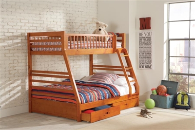 Ashton Storage Twin Full Bunk Bed in Honey Finish by Coaster - 460183
