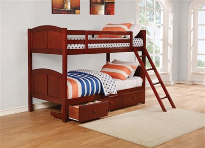 Parker Twin Twin Bunk Bed in Chestnut Finish by Coaster - 460213
