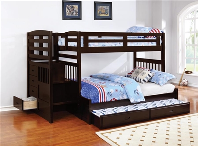 Dublin Twin Over Full Bunk Bed in Cappuccino Finish by Coaster - 460366