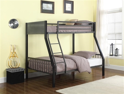 Meyers Twin Full Bunk Bed in Black and Gunmetal Finish by Coaster - 460391