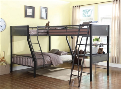 Meyers Triple Twin Full Bunk Workstation Loft Bed in Black and Gunmetal Finish by Coaster - 460391-L