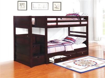 Elliott Twin Storage Bunk Bed in Cappuccino Finish by Coaster - 460441