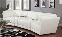 Kayson 5 Piece Sectional in White Leather by Coaster - 500890WHT