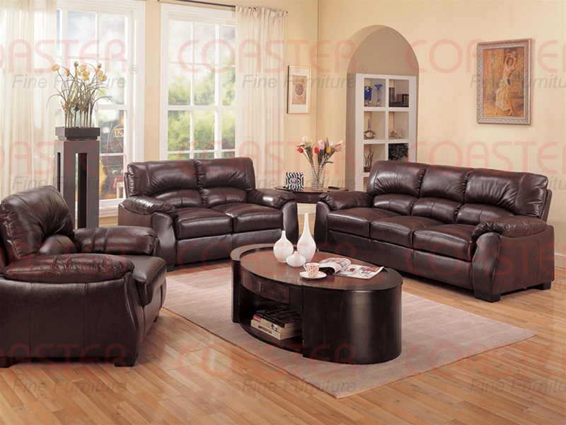 Dark Brown Top Grain Leather Match, 2 Piece Living Room Set Leather