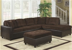 Henri Reversible Sectional in Two Tone Chocolate Corduroy Upholstery by Coaster - 503013
