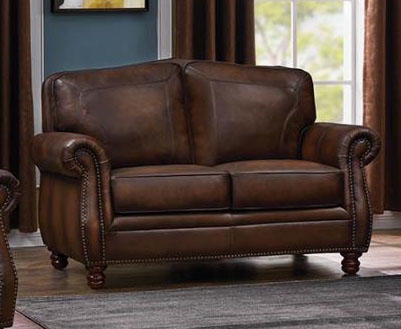Montbrook Loveseat In Hand Rubbed Brown, Coaster Montbrook Leather Sofa
