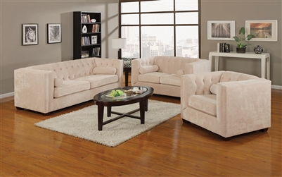 Cairns 2 Piece Tufted Sofa Set in Almond Chenille Fabric by Coaster - 504391-S