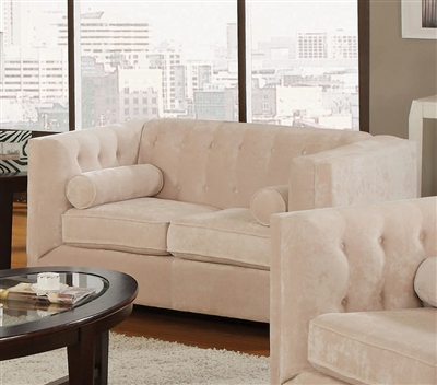 Cairns Loveseat in Almond Chenille Fabric by Coaster - 504392