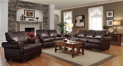 Colton 2 Piece Sofa Set in Brown Leatherette Upholstery by Coaster - 504411-S