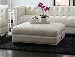 Chaviano Ottoman in Tufted Pearl White Leatherette by Coaster - 505394