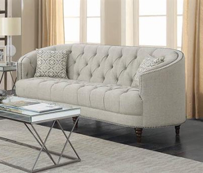 Avonlea Sofa in Tufted Grey Linen Like Fabric by Coaster - 505641