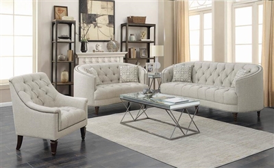 Avonlea 2 Piece Sofa Set in Tufted Grey Linen Like Fabric by Coaster - 505641-S