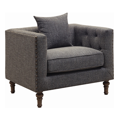 Ellery Tufted Chair in Dark Grey Tweed-Like Fabric by Coaster - 505773
