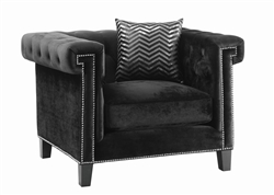 Abildgaard Chair in Black Velvet Upholstery by Coaster - 505819