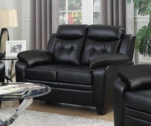 Finley Loveseat in Black Leatherette Upholstery by Coaster - 506552