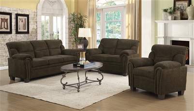 Clemintine 2 Piece Sofa Set in Brown Chenille Upholstery by Coaster - 506571-S