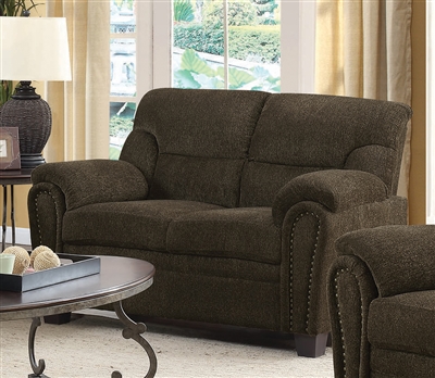 Clemintine Loveseat in Brown Chenille Upholstery by Coaster - 506572