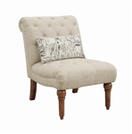 Josephine Chair in Tufted Oatmeal Linen Like Fabric by Coaster - 508183
