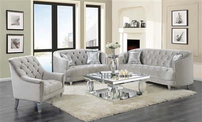Avonlea 2 Piece Sofa Set in Tufted Grey Velvet by Coaster - 508461-S