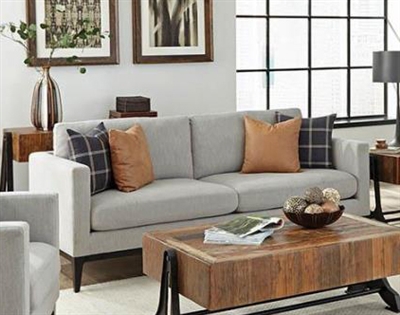 Apperson Sofa in Light Grey Woven Fabric by Coaster - 508681