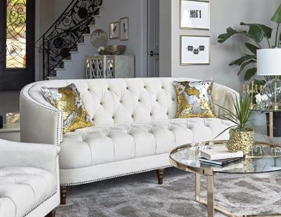 Avonlea Sofa in Off White Velvet Fabric by Coaster - 509161