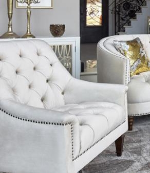 Avonlea Chair in Off White Velvet Fabric by Coaster - 509163