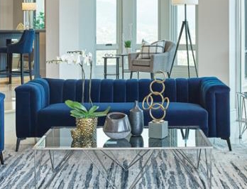 Chalet Sofa in Blue Velvet by Coaster - 509211