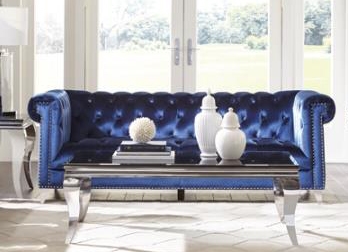 Bleker Sofa in Blue Velvet by Coaster - 509481