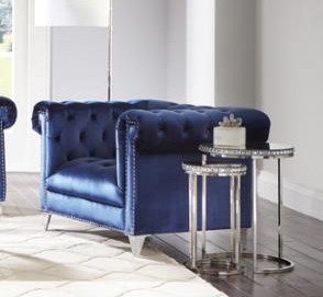 Bleker Chair in Blue Velvet by Coaster - 509483