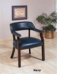 Navy Vinyl Guest Chair in Mahogany Finish by Coaster - 511N