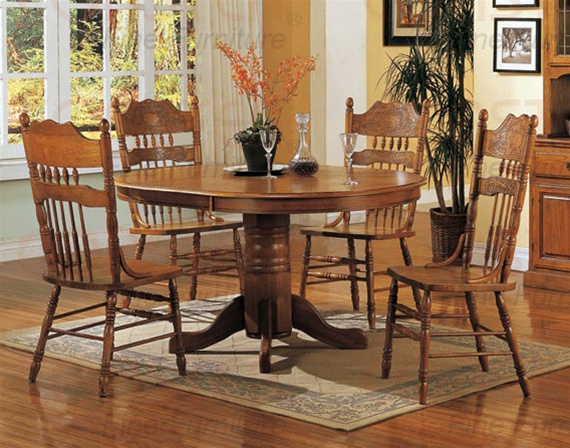 Nostalgia 5 Piece 42 Inch Round Dining Set With Press Back Chairs