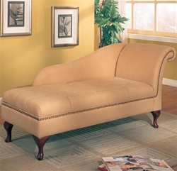 Neutral Creamy Tan Microfiber Chaise Lounge with Flip Open Seat by Coaster - 550058