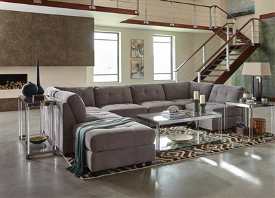 Claude 5 Piece Modular Sectional in Dove Grey Chenille Fabric by Coaster - 551004