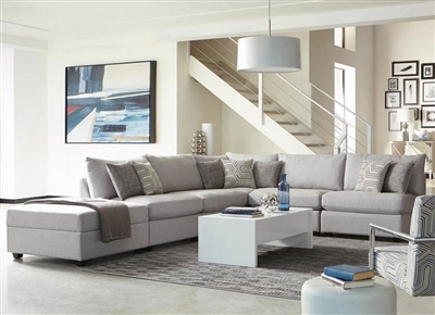 Charlotte 6 Piece Sectional in Grey Fabric Upholstery by Coaster - 551221-6