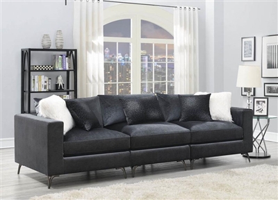 Schwartzman 3 Piece Sectional Sofa in Charcoal Velvet Upholstery by Coaster - 551391-03