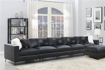 Schwartzman 6 Piece Sectional in Charcoal Velvet Upholstery by Coaster - 551391-6P