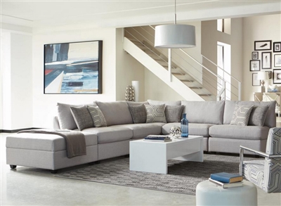 Cambria 5 Piece Sectional in Grey Fabric Upholstery by Coaster - 551511-5