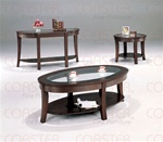 Glass Top 3 Piece Occasional Table Set in Cappuccino Finish by Coaster - 5524S
