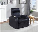 Cyrus Home Theater Seating Recliner in Black Leather by Coaster - 600001