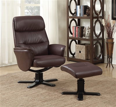 Brown Glider Recliner Chair with Matching Ottoman by Coaster - 600057