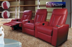 Director Theater Seating - 3 Red Leather Chairs By Coaster COA-5002-3