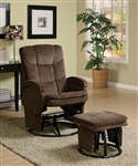 Chocolate Chenille Glider with Matching Ottoman by Coaster - 600159