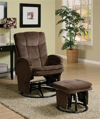 Chocolate Chenille Glider with Matching Ottoman by Coaster - 600159