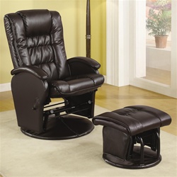 Brown Leather Like Glider with Matching Ottoman by Coaster - 600164