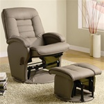 Taupe Leatherette Swivel Glider Recliner with Matching Ottoman by Coaster - 600166