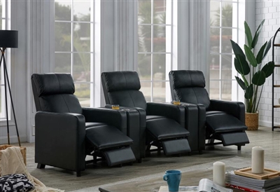 Reeva 5 Piece 3 Seater Black Theater Seating by Coaster - 600181-03